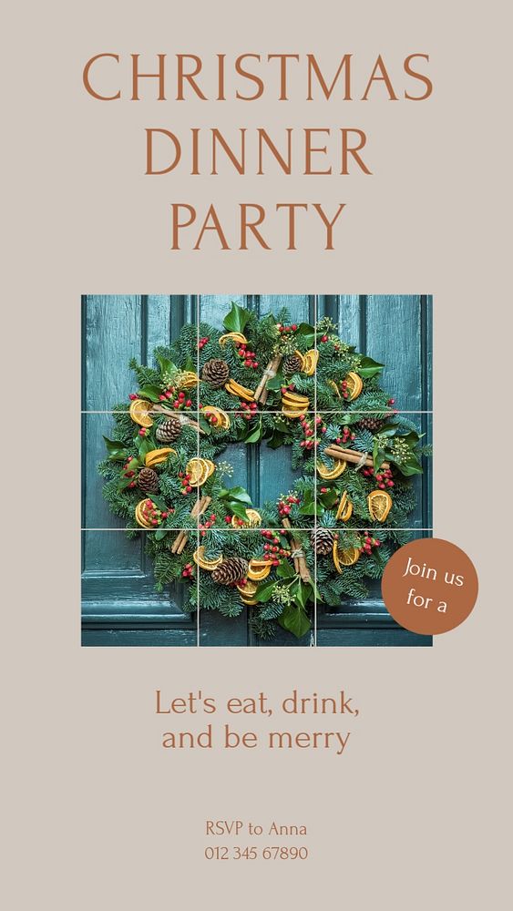 Christmas dinner party Instagram story template, editable social media design