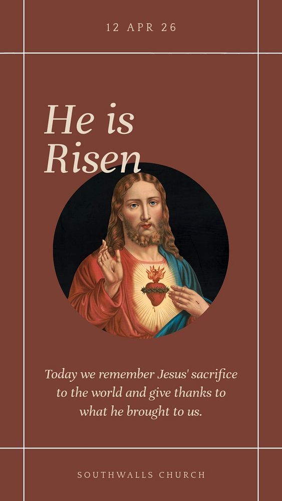 Jesus is risen Instagram story template, editable social media design