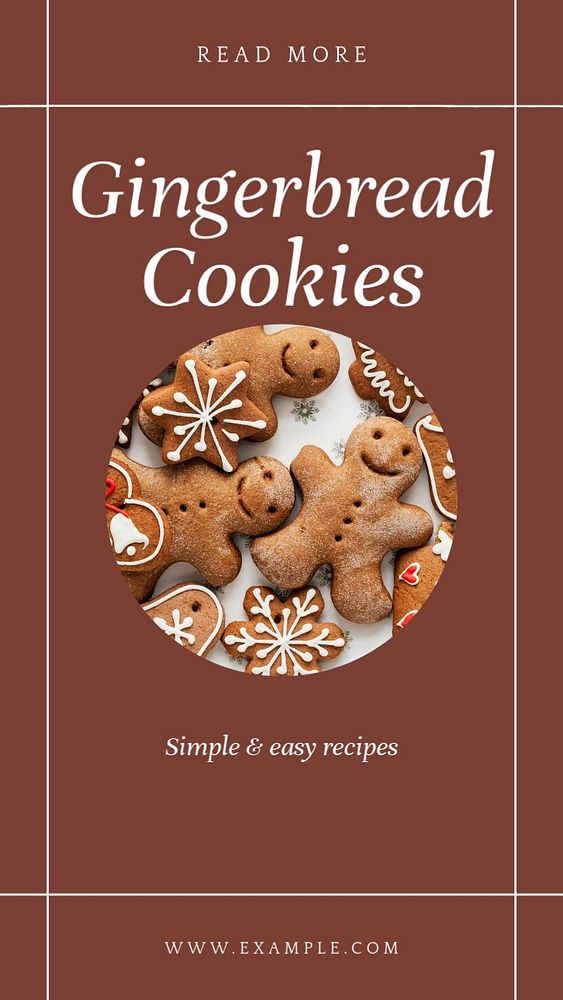 Gingerbread cookie recipe Instagram story template, editable social media design