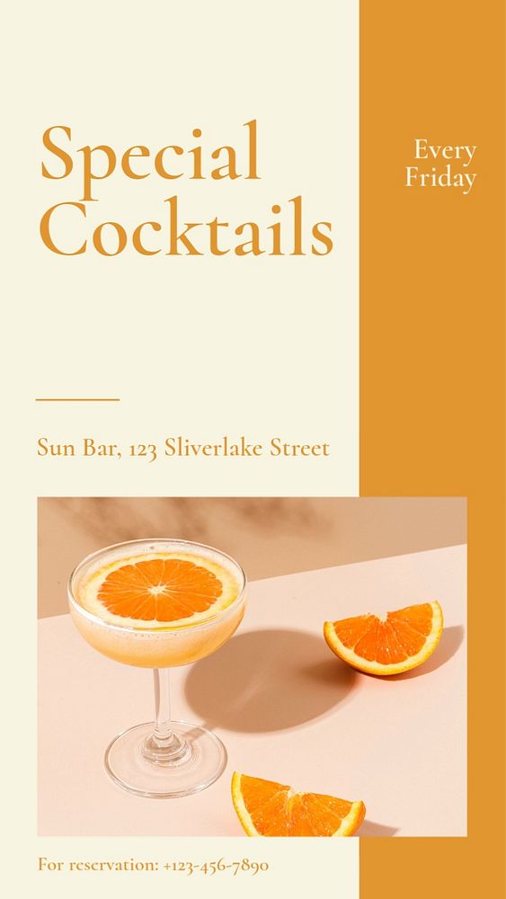 Special cocktails Instagram story template, editable social media design