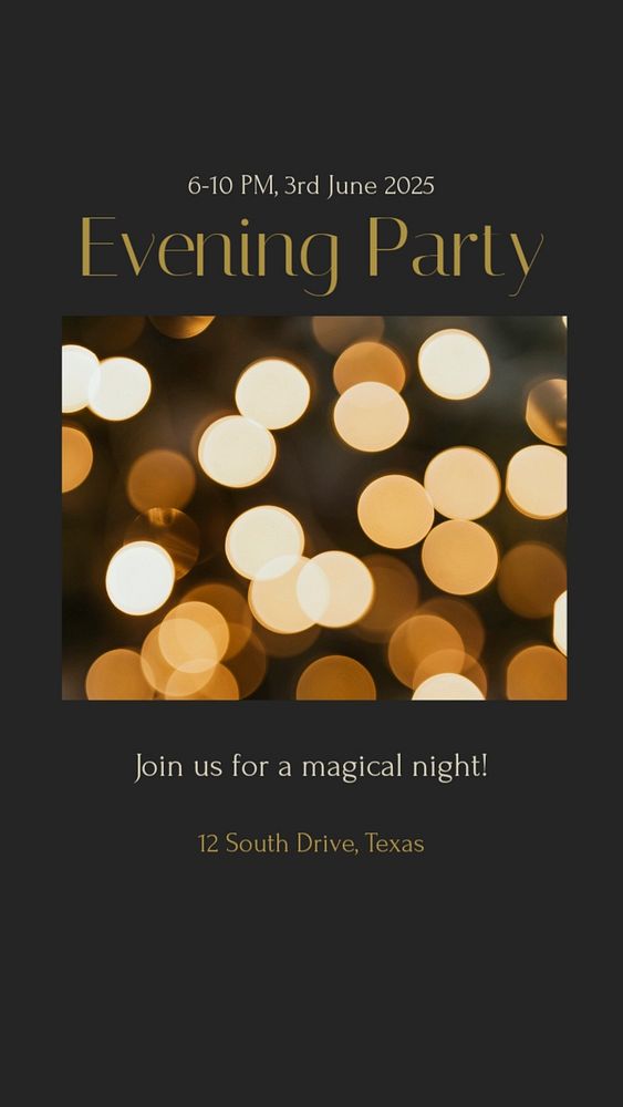 Evening party invitation Instagram story template, editable social media design