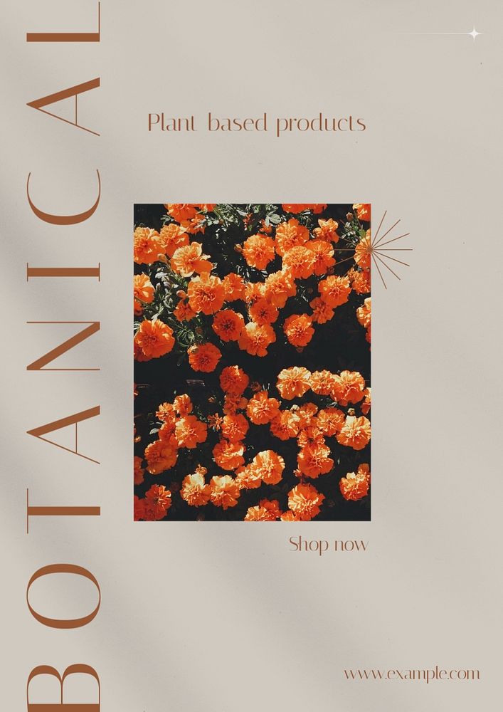 Botanical products poster template, editable text & design