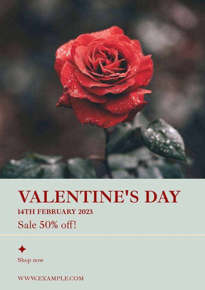 Valentine's day sale poster template, editable text & design