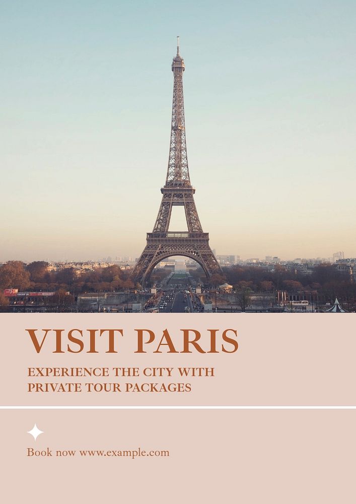 Paris private tour poster template, editable text & design