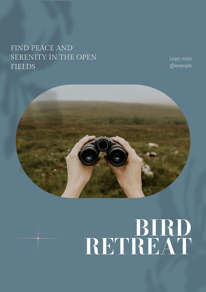 Bird retreat poster template, editable text & design