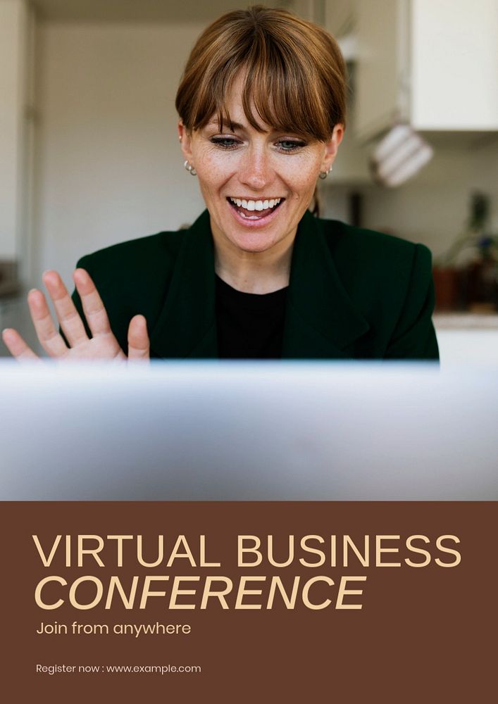 Virtual business conference poster template, editable text & design