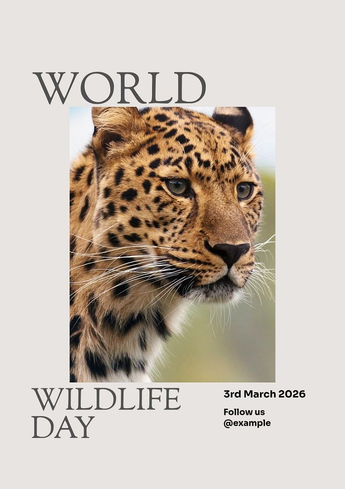 World wildlife day poster template, editable text & design