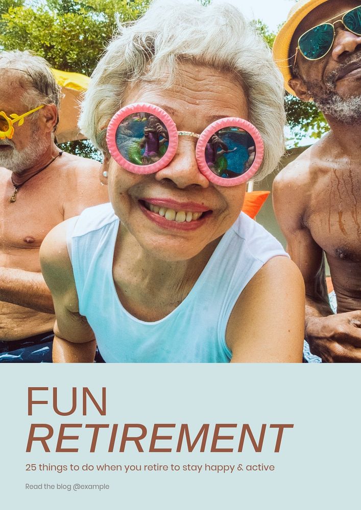 Fun retirement poster template, editable text & design