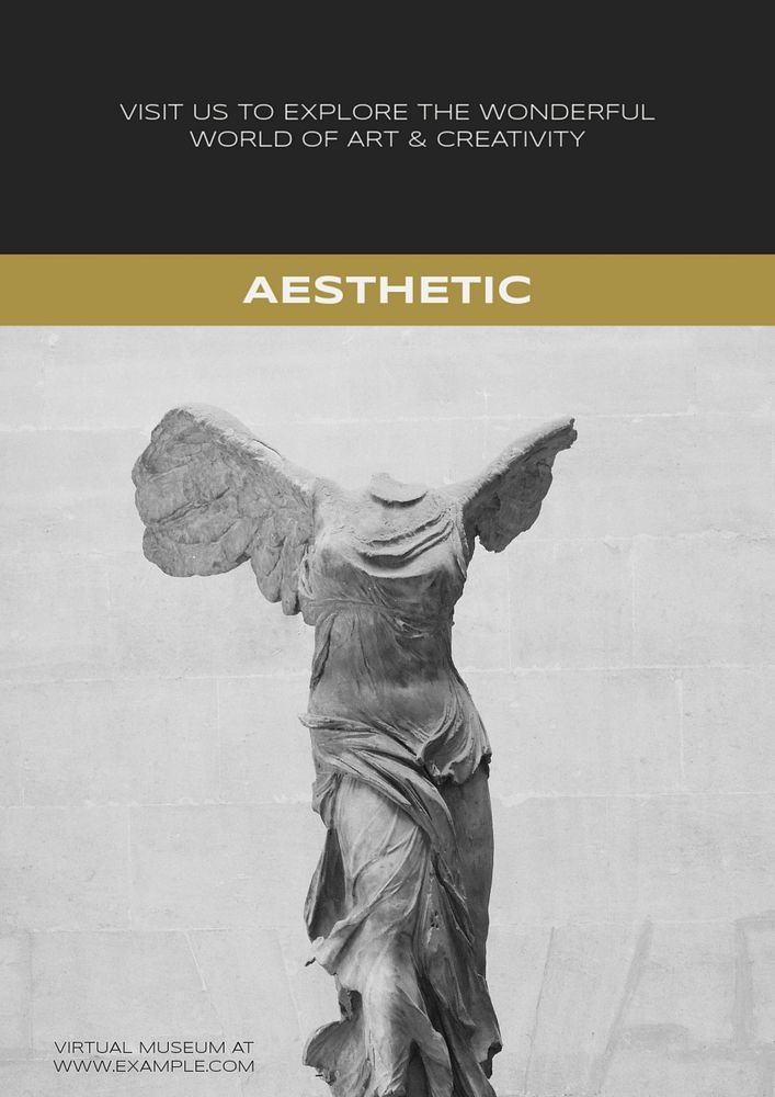 Aesthetic art museum poster template, editable text & design