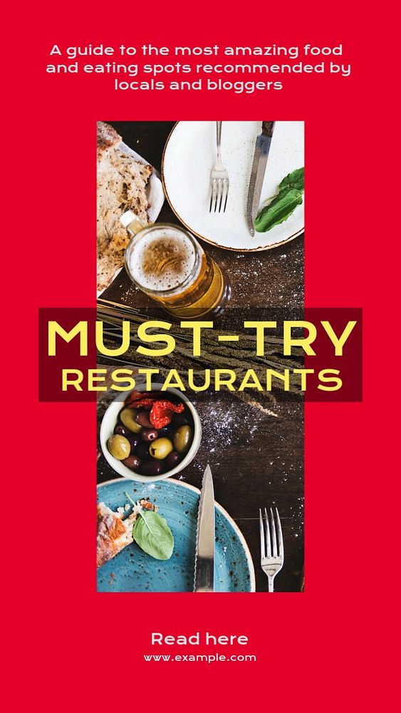 Must-try restaurants story template, editable social media design