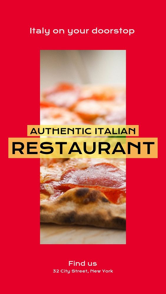 Italian restaurant story template, editable social media design