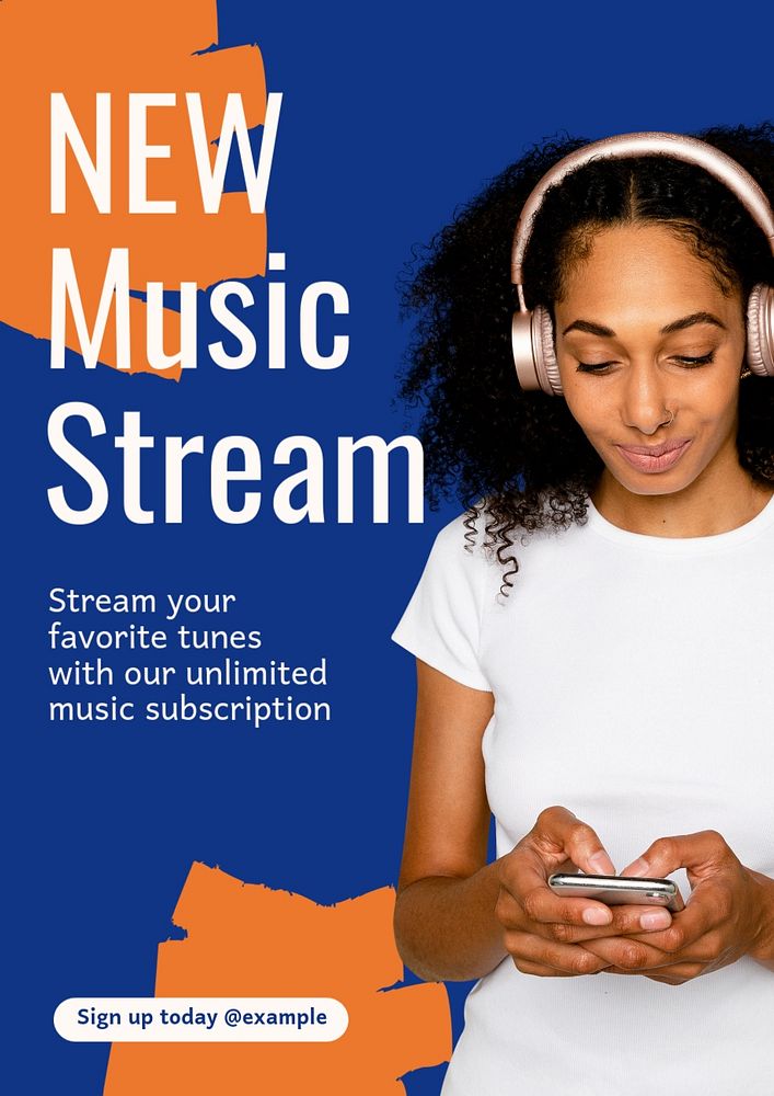 Music stream  poster template, editable text and design