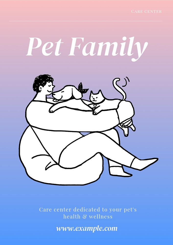 Pet family  poster template, editable text and design