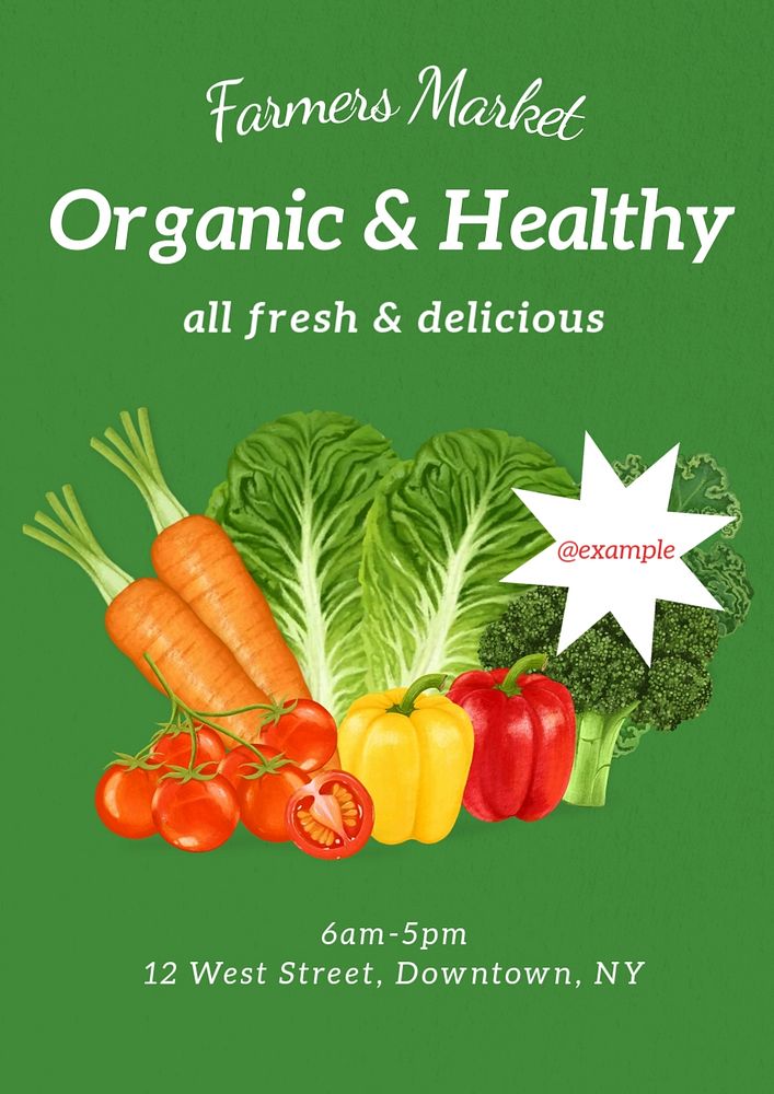 Organic & healthy  poster template, editable text and design