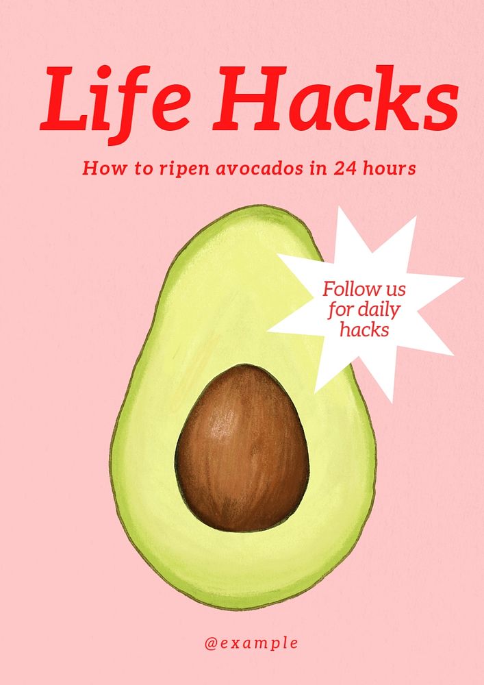 Life hacks  poster template, editable text and design