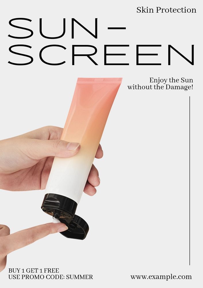 Sunscreen advertisement  poster template, editable text and design