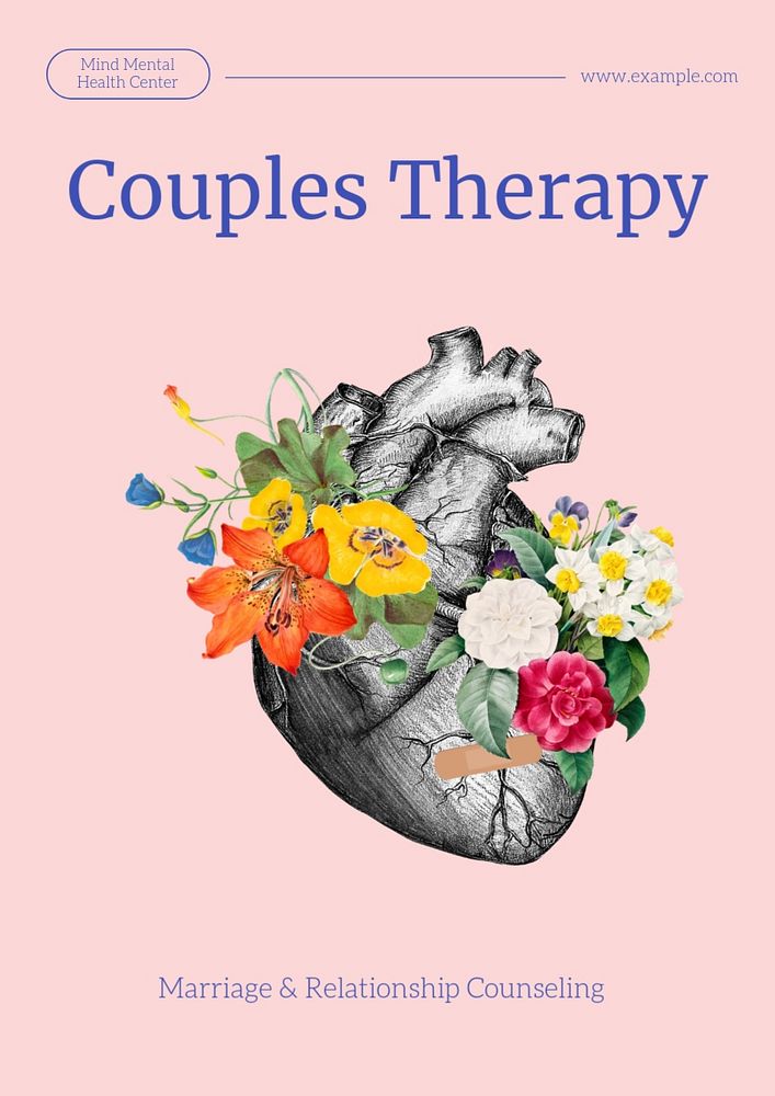 Couples therapy  poster template, editable text and design