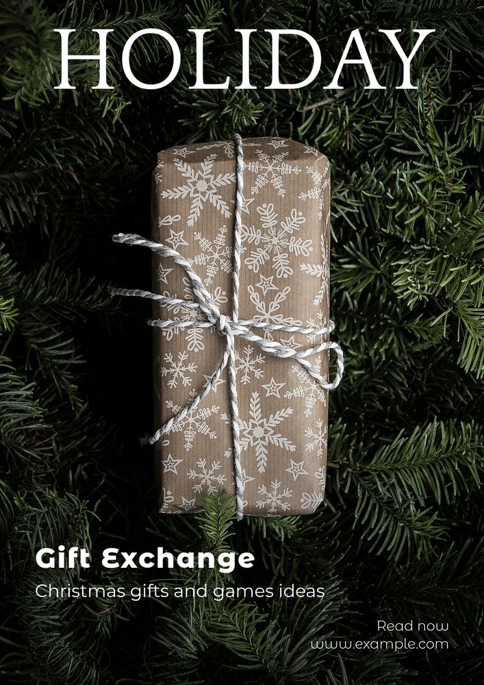 Holiday gift exchange  poster template, editable text and design