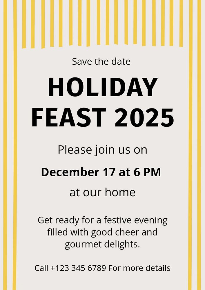 Holiday feast poster template, editable text