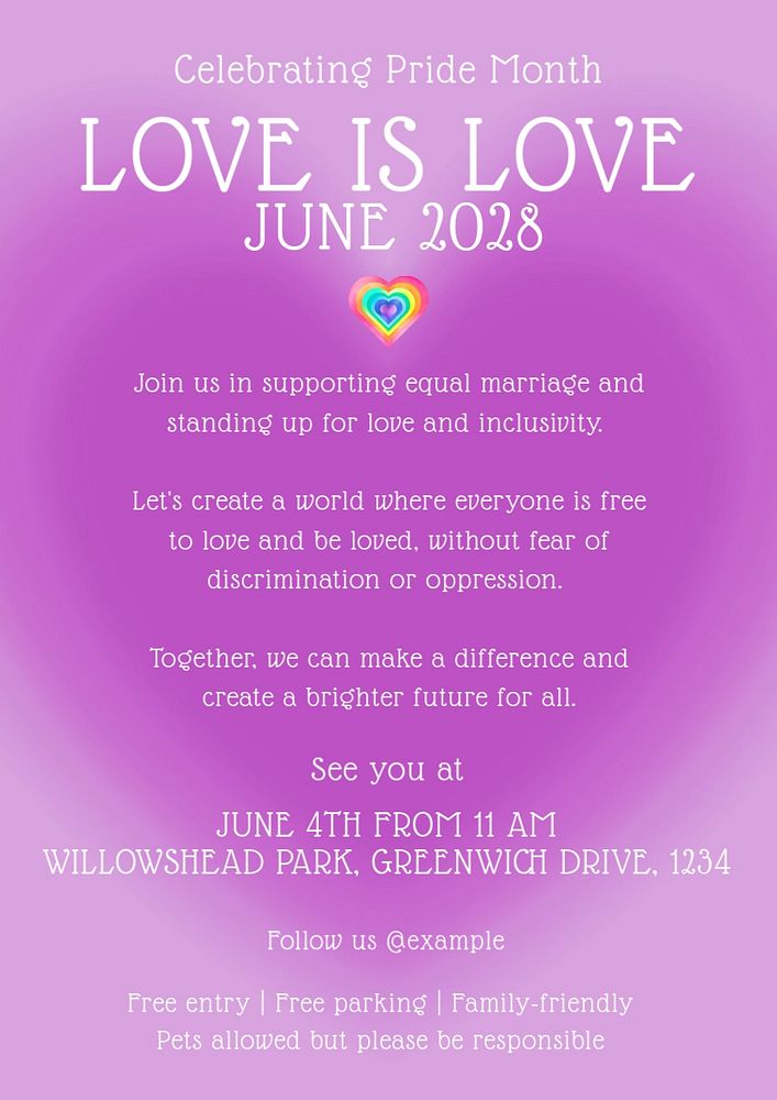 Love is love poster template, editable text and design