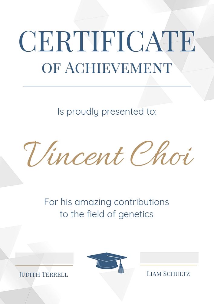 Certificate of achievement poster template, editable text and design