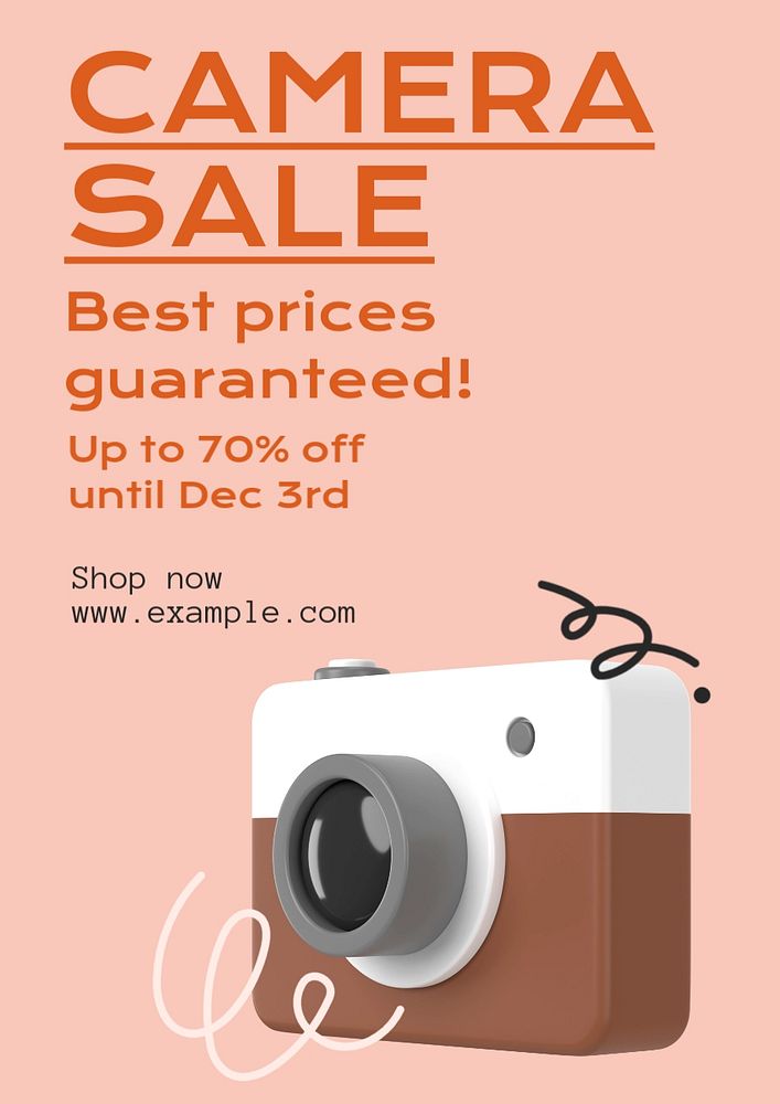 Camera sale  poster template, editable text and design