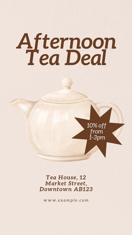 Afternoon tea deal  Instagram story template, editable text