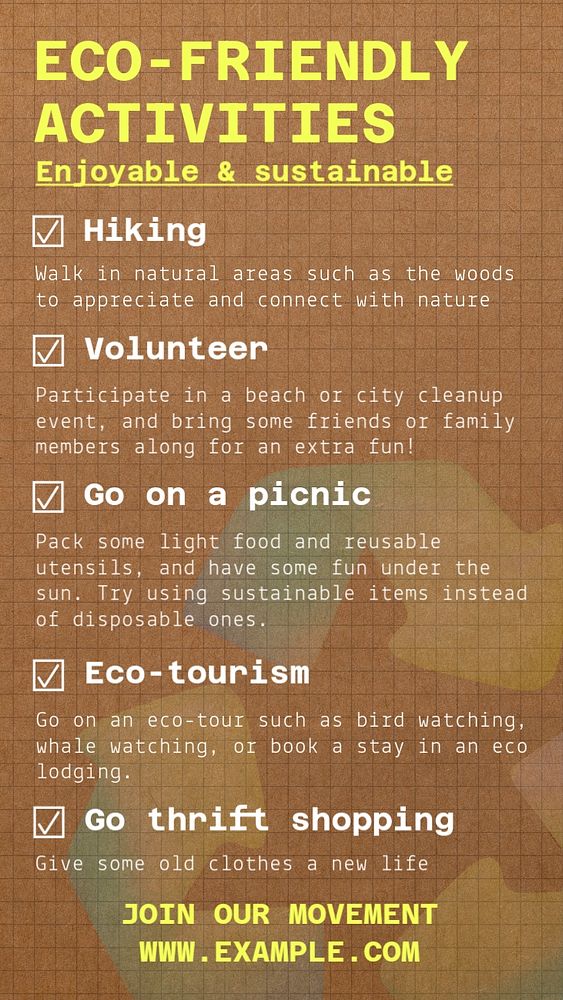 Eco-friendly activities Instagram story template, editable text