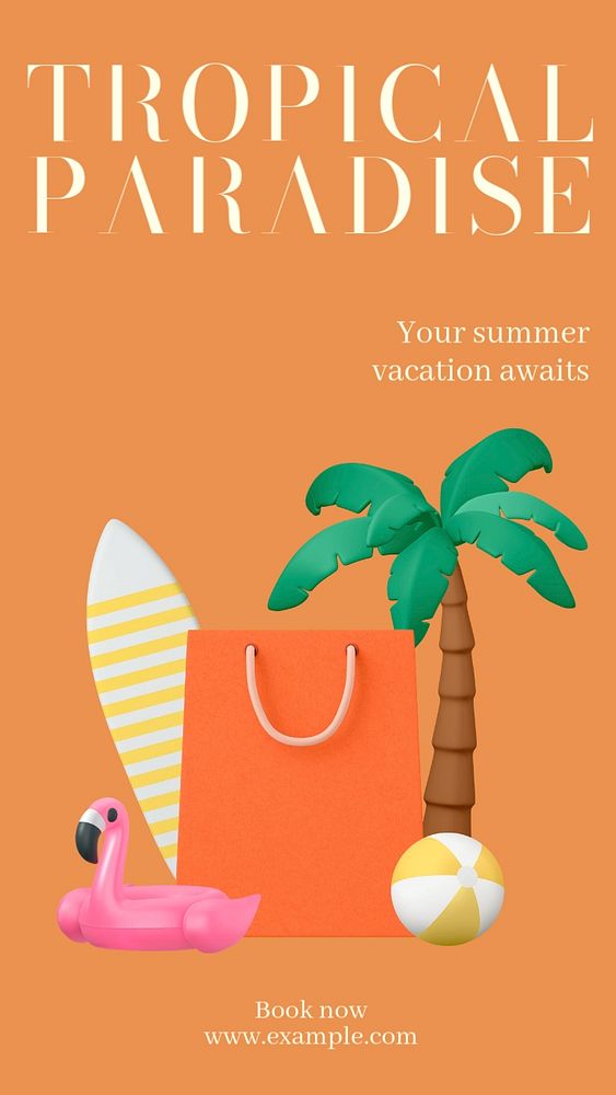 Tropical paradise  Instagram story template, editable text