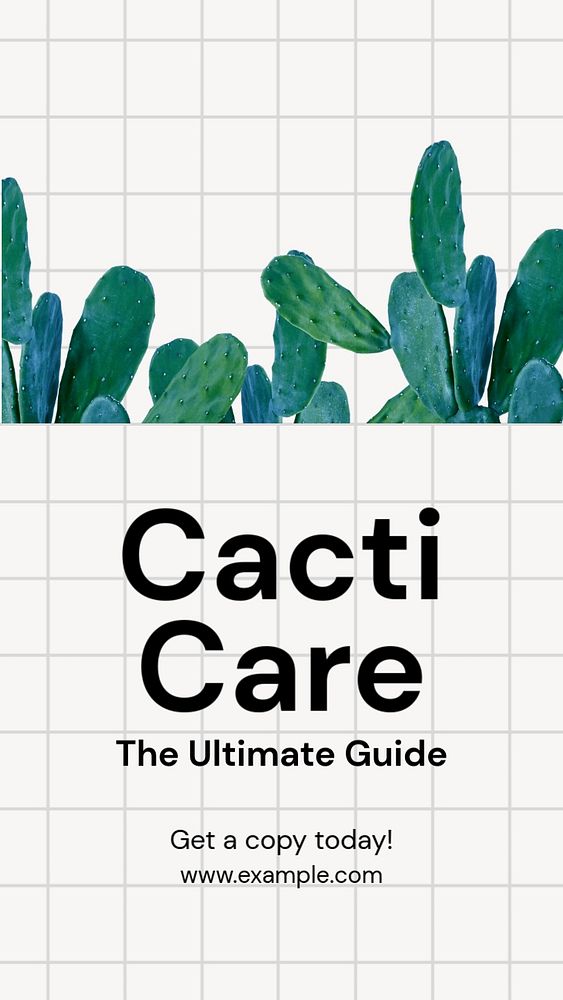 Cacti care book  Instagram story template, editable text