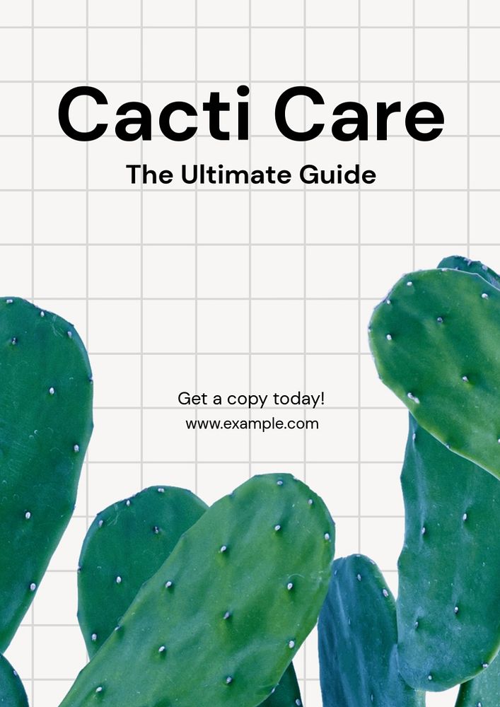 Cacti care book  poster template, editable text and design