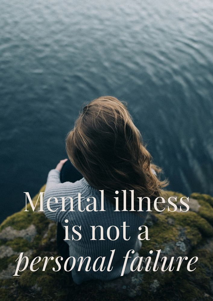 Mental illness quote poster template, editable text and design