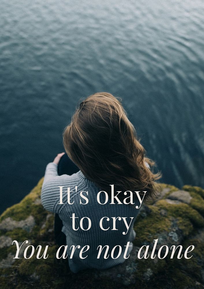 Sadness quote poster template, editable text and design