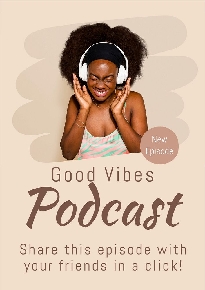 Lifestyle podcast poster template, editable text and design