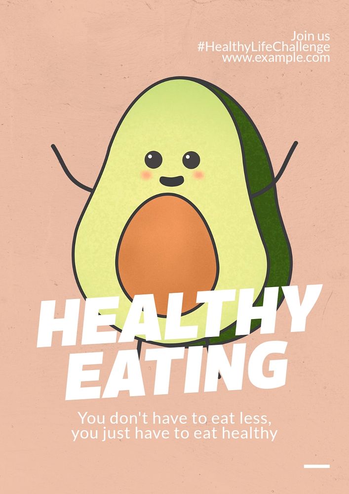 Healthy eating  poster template, editable text and design