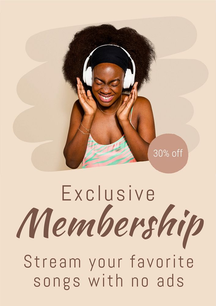 Exclusive membership poster template, editable text and design