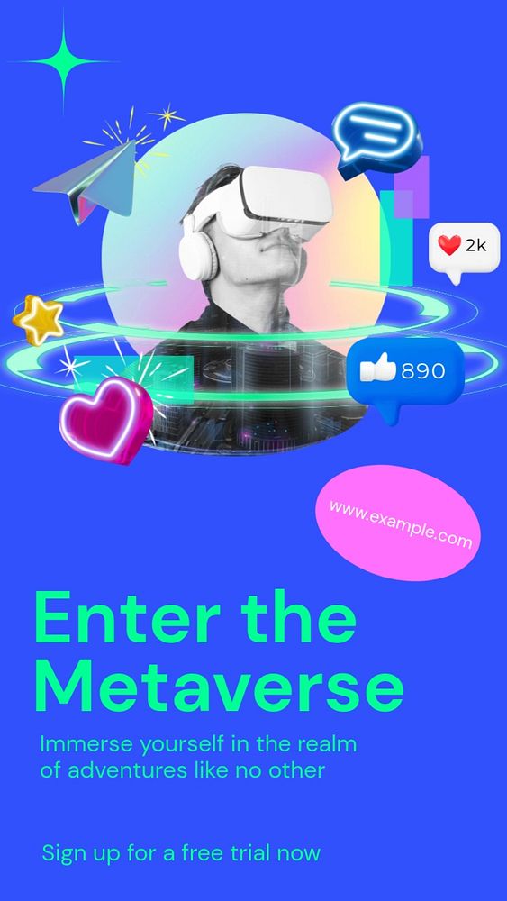 Metaverse  Instagram story template, editable text