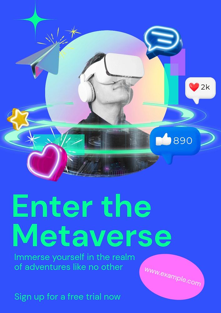 Metaverse  poster template, editable text and design