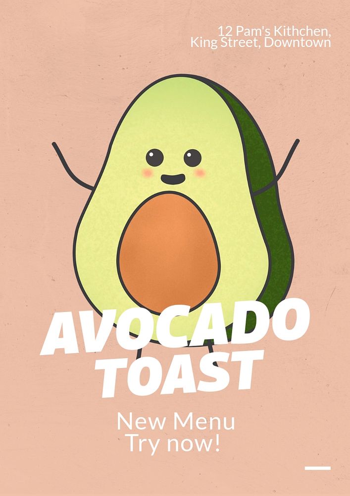 Avocado toast  poster template, editable text and design