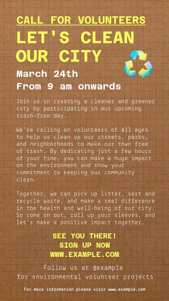 City cleanup Instagram story template, editable text