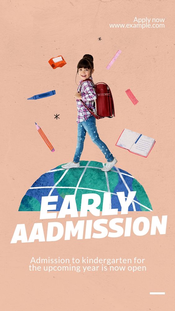 Early admission Instagram story template, editable text