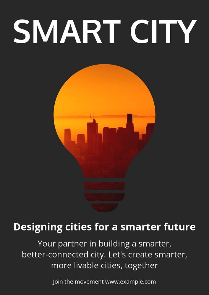 Smart city  poster template, editable text and design