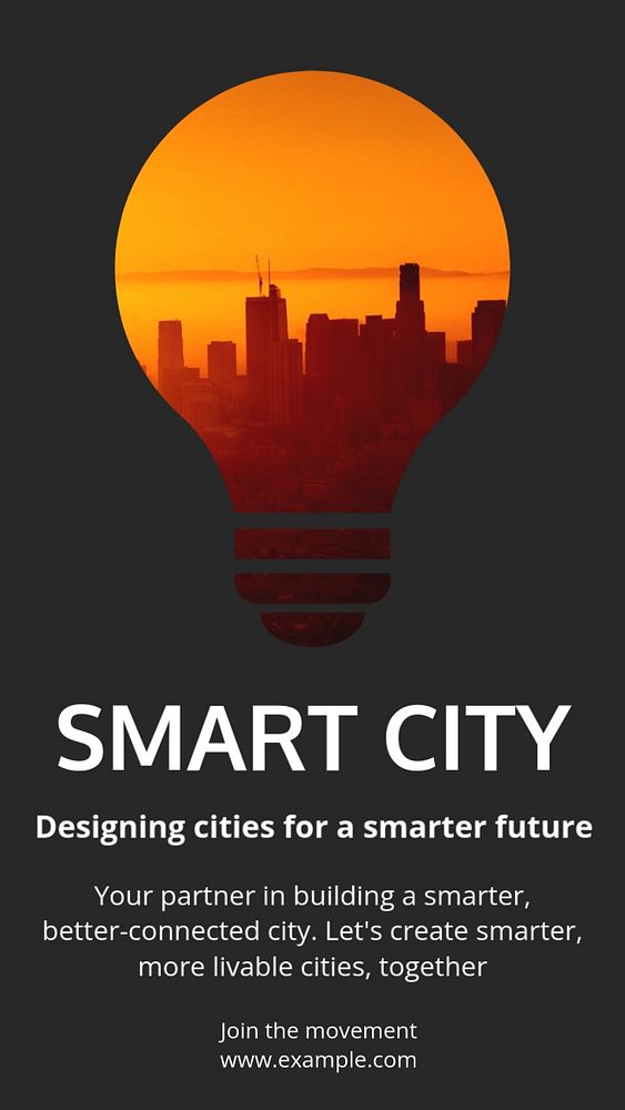 Smart city  Instagram story template, editable text