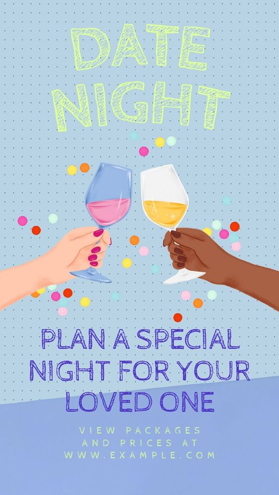 Date night  Instagram story template, editable text