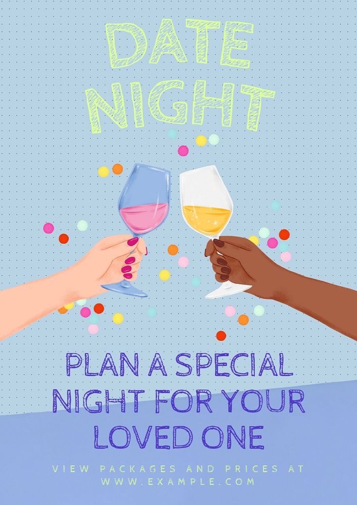 Date night  poster template, editable text and design