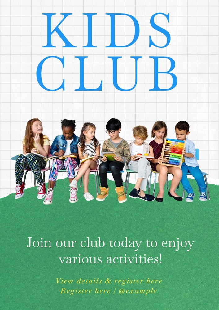 Kids club  poster template, editable text and design