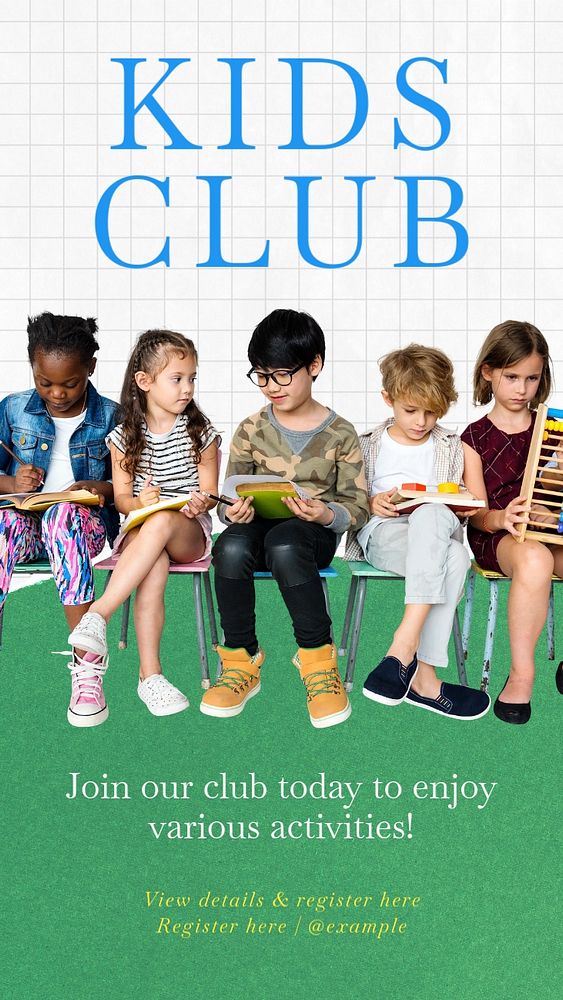 Kids club  Instagram story template, editable text