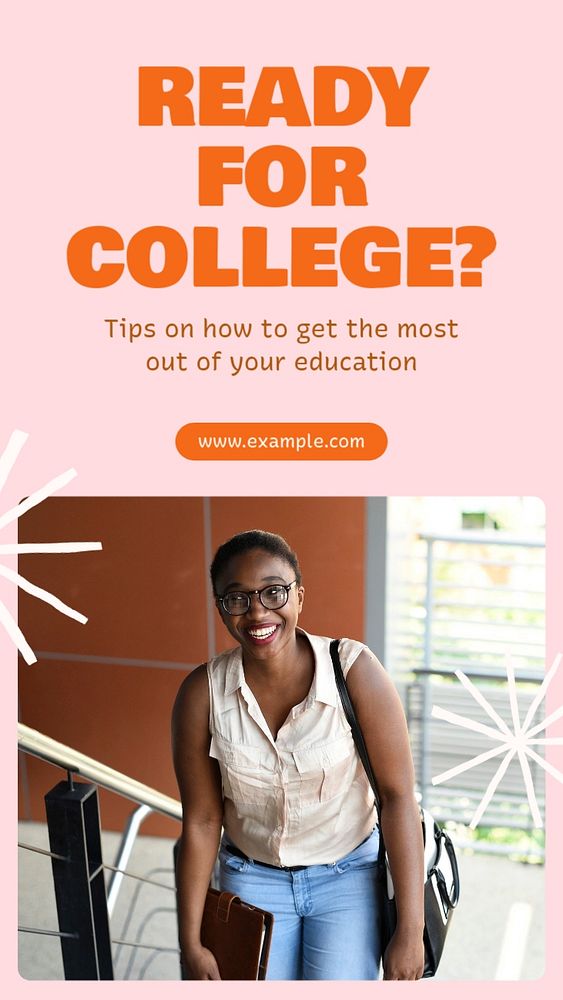 Ready for college  Instagram story template, editable text