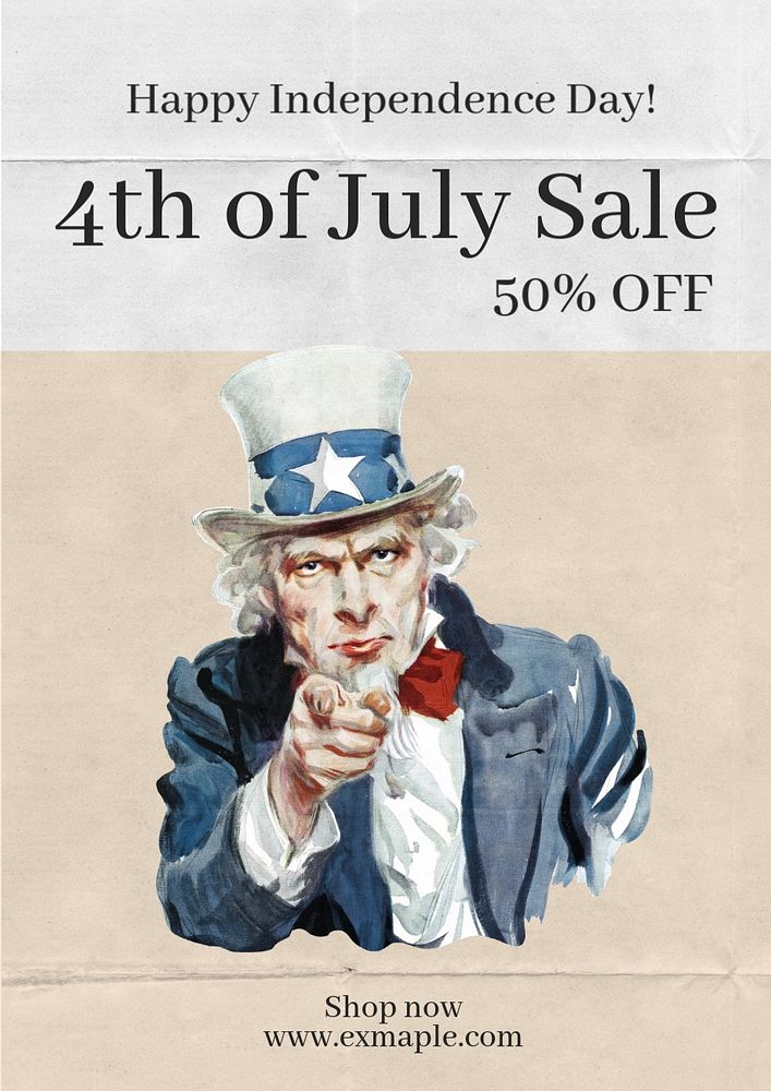 4th of July sale  poster template, editable text and design