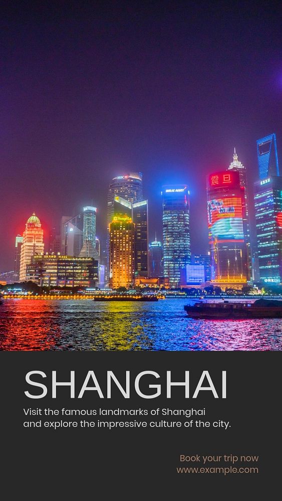 Shanghai  Instagram story template, editable text